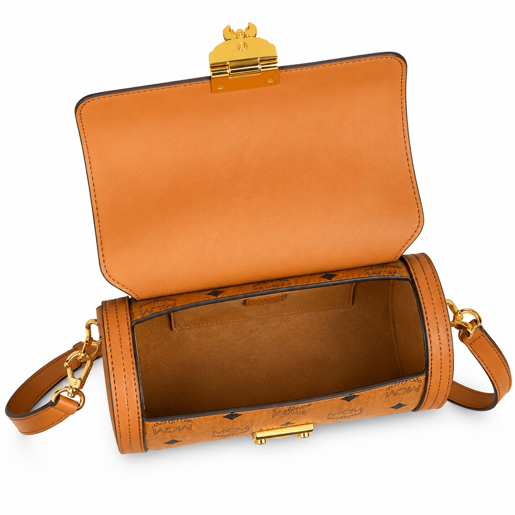 MCM Tracy Visetos Camera Bag – Cognac, Gold Hardware, MWRBSXT01CO001