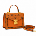 MCM Patricia Visetos Small Satchel Bag – Cognac, Gold Hardware, MWTEAPA01CO001