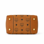 MCM Stark Visetos Mini Bucket Bag – Cognac, Gold Chain, MWTEBBA01CO001