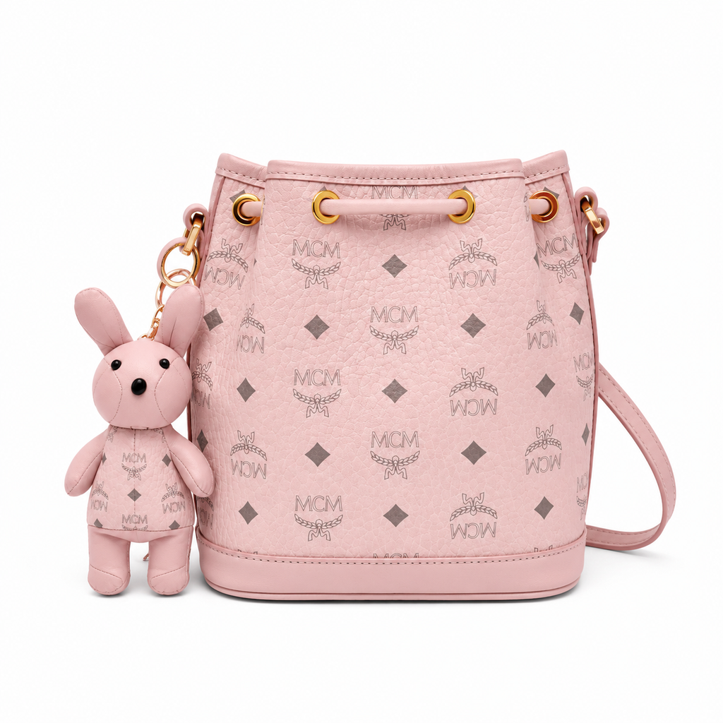 MCM Zoo Visetos Mini Bunny Bucket Bag – Pink, Detachable Rabbit, MWZ8AXL45PZ001
