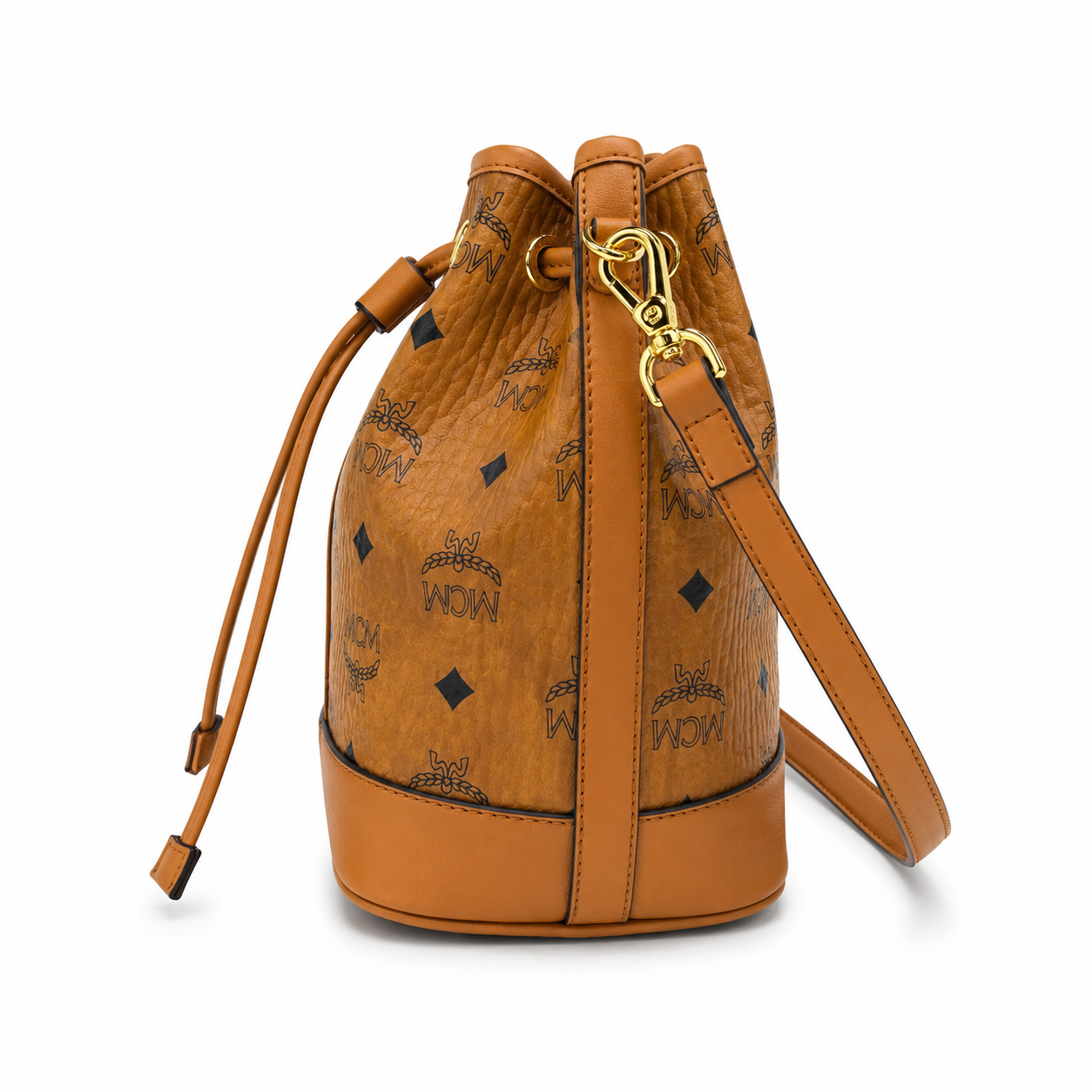 MCM Dessau Visetos Mini Bucket Bag – Cognac, MWDCSDU03CO001
