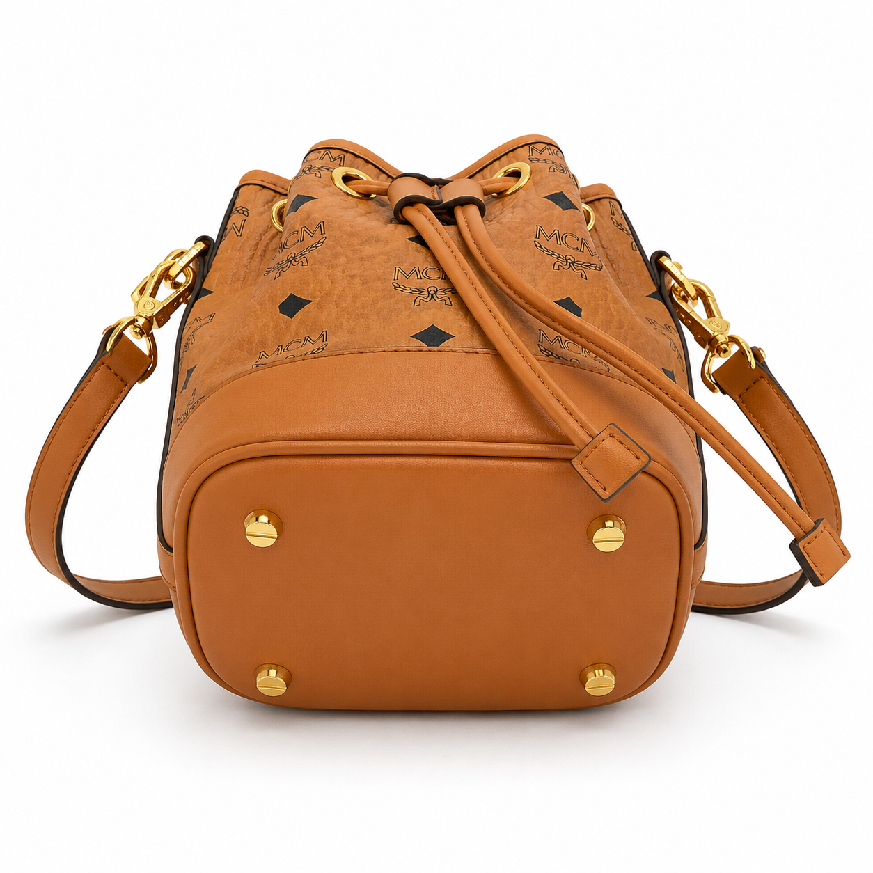 MCM Dessau Visetos Mini Bucket Bag – Cognac, MWDCSDU03CO001