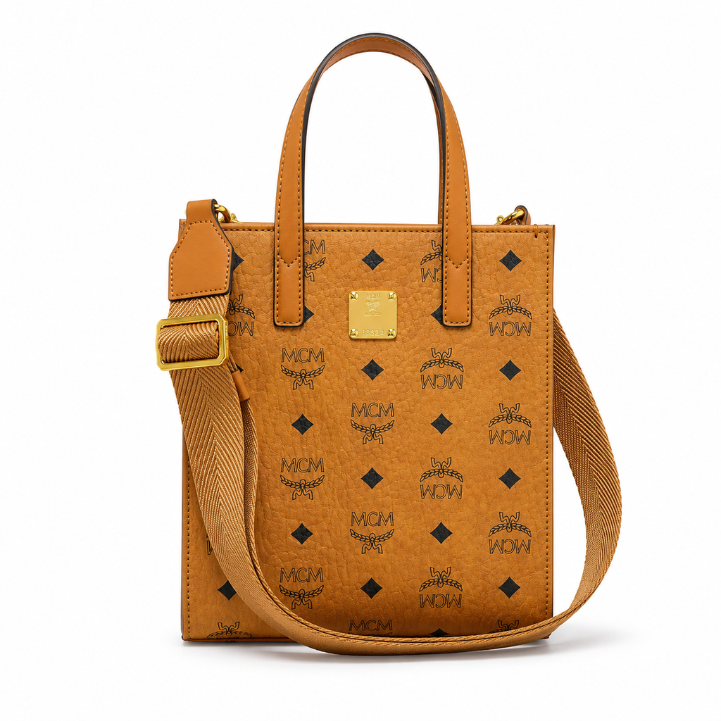 MCM Klassik Visetos Mini Tote Bag – Cognac, Compact Mini Tote Bag.MMTAAKC02CO