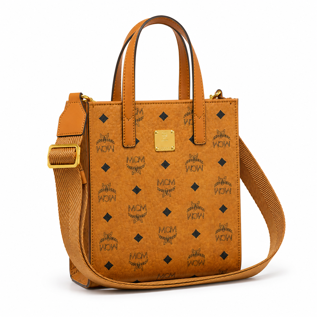 MCM Klassik Visetos Mini Tote Bag – Cognac, Compact Mini Tote Bag.MMTAAKC02CO