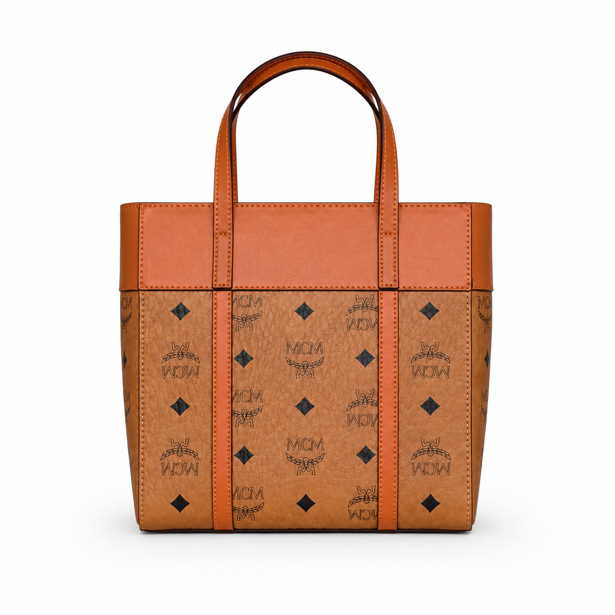MCM Reversible Shopper Visetos Mini Tote Bag – Cognac, 21.5cm