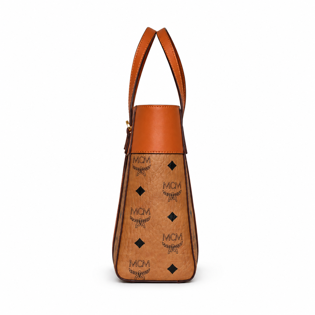 MCM Reversible Shopper Visetos Mini Tote Bag – Cognac, 21.5cm