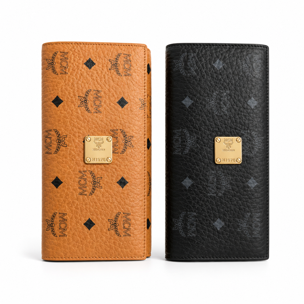 MCM Patricia Visetos Long Zip Wallet – Cognac – Black