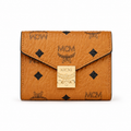 MCM Small Aren Visetos Trifold Wallet – Cognac