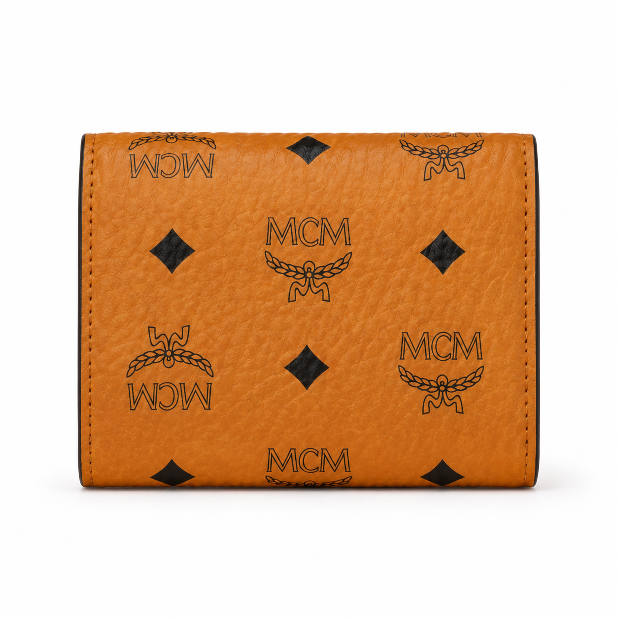 MCM Small Aren Visetos Trifold Wallet – Cognac
