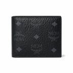MCM Men's Visetos Bifold Wallet – Black Logo Print Short Wallet & Card Holder