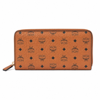 MCM Visetos Original Zip Around Long Wallet – Cognac / Black, 19cm