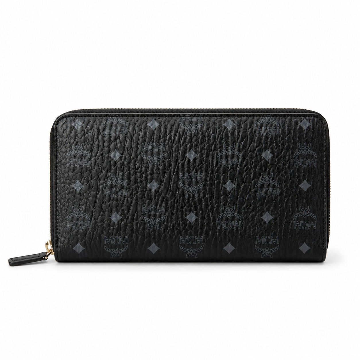 MCM Visetos Original Zip Around Long Wallet – Cognac / Black, 19cm