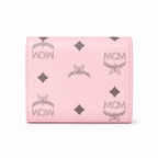 MCM Patricia Pink Leather Trifold Wallet with Gold Lock – 11x10cm