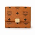 MCM Patricia Visetos Trifold Wallet – Cognac Brown, 11x10cm