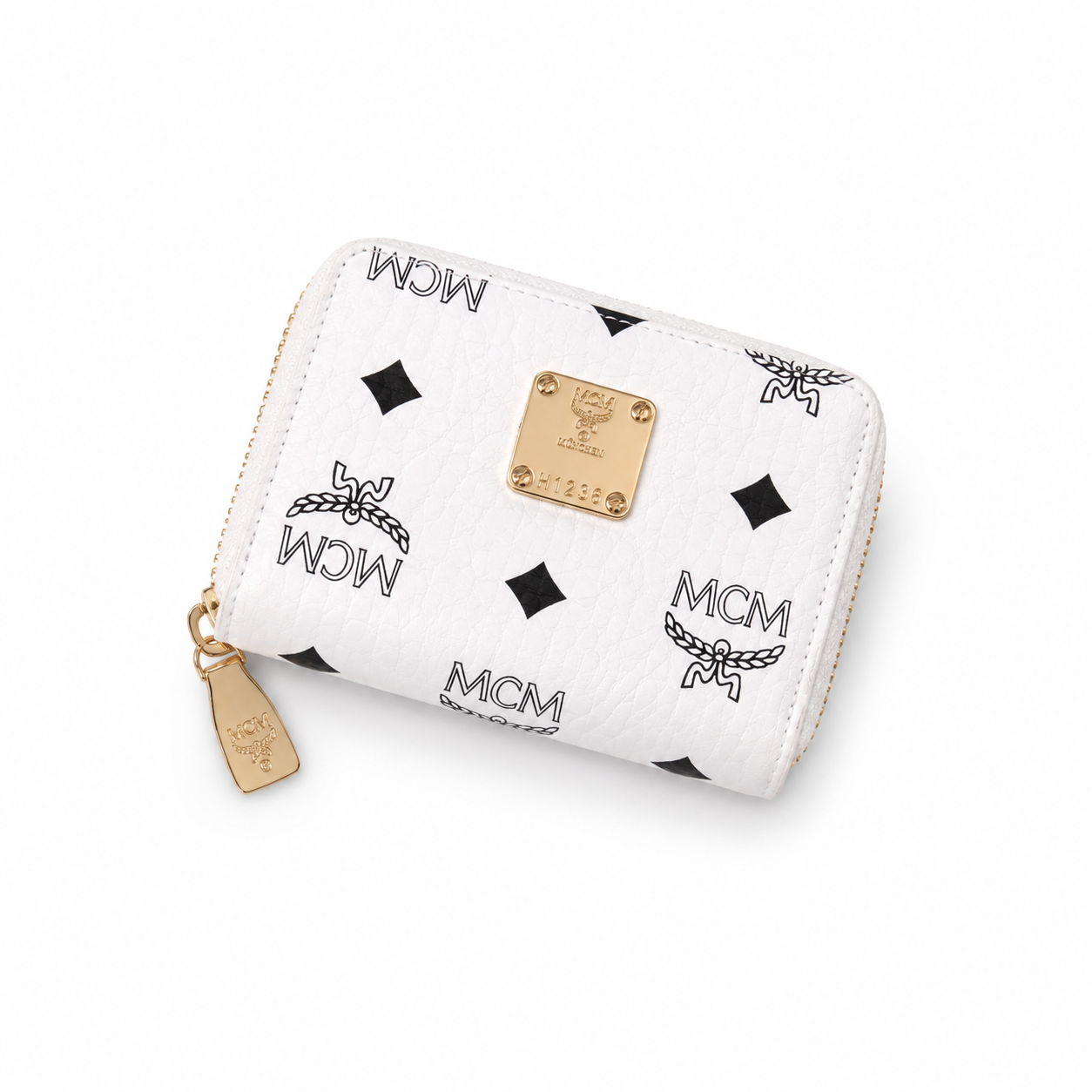 MCM Patricia Visetos Zip Around Wallet – White, 11x10cm
