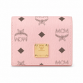 MCM Patricia Pink Leather Bifold Wallet with Gold Plaque – 11x8.5cm