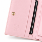 MCM Patricia Pink Leather Bifold Wallet with Gold Plaque – 11x8.5cm