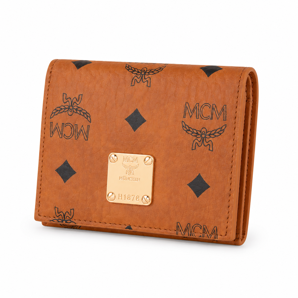 MCM Patricia Visetos Bifold Wallet – Cognac, 11x8.5cm