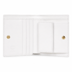 MCM Patricia Visetos Bi-Fold Wallet in White – Classic Logo Print, Gold Hardware, Compact Design for Everyday Use