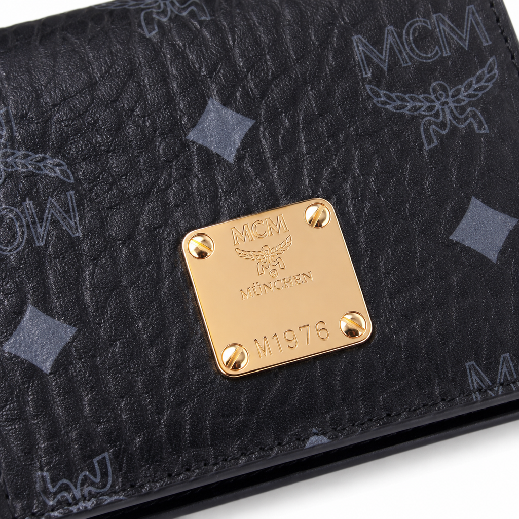 MCM Patricia Visetos Bifold Wallet – Black, 11x8.5cm