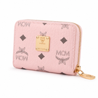 MCM Visetos Zip Wallet – Classic Coated Canvas Short Wallet in Pink, 11x8.5x2cm