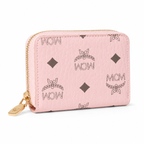 MCM Visetos Zip Wallet – Classic Coated Canvas Short Wallet in Pink, 11x8.5x2cm