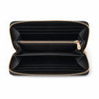 MCM Visetos Long Zip Wallet in Black – Classic Monogram Coated Canvas Clutch Wallet with Gold Plaque, 21x12.5x2.5cm