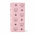MCM Small Tracy Trifold Wallet in Visetos – Baby Pink Coated Leather Long Wallet, 19x10cm