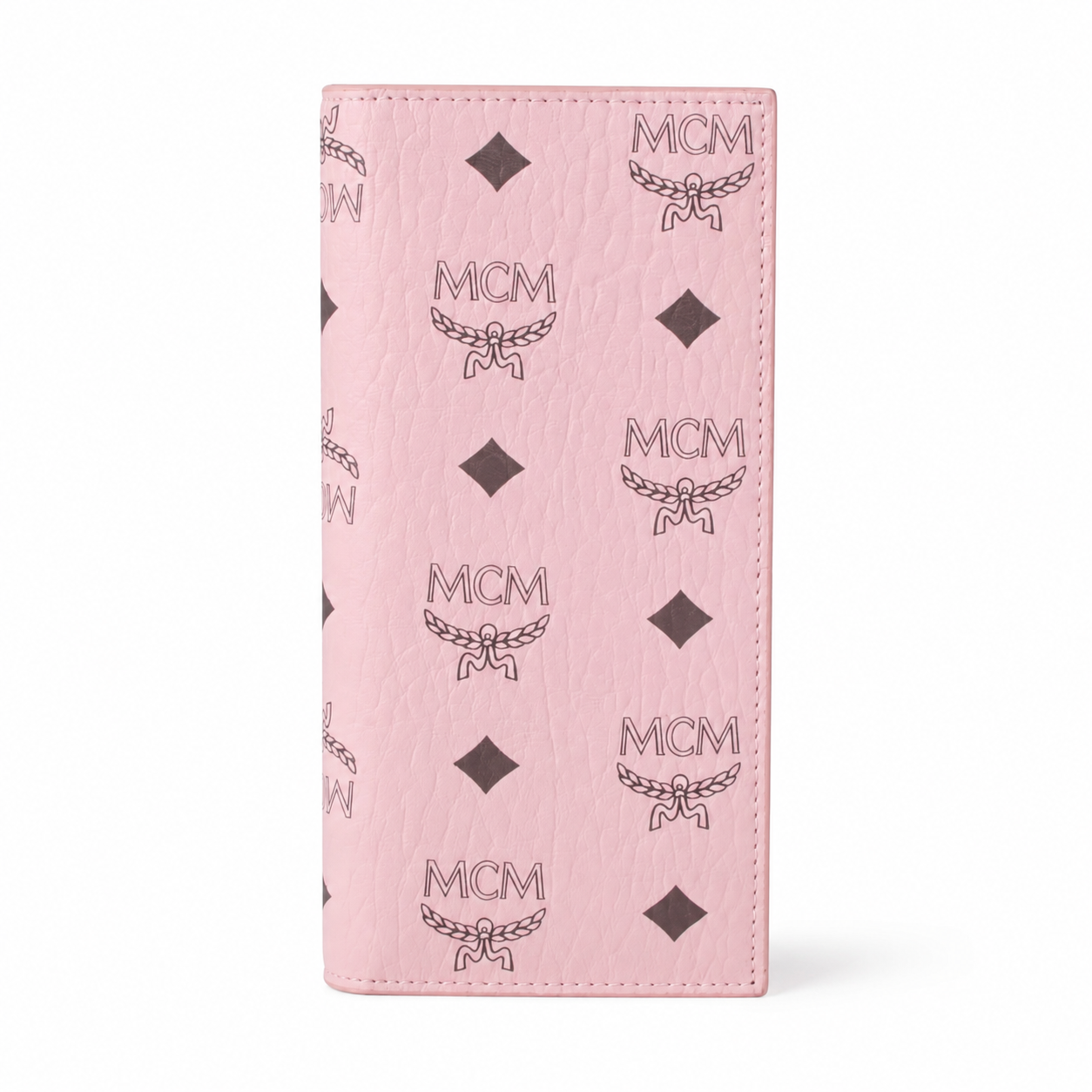 MCM Small Tracy Trifold Wallet in Visetos – Baby Pink Coated Leather Long Wallet, 19x10cm