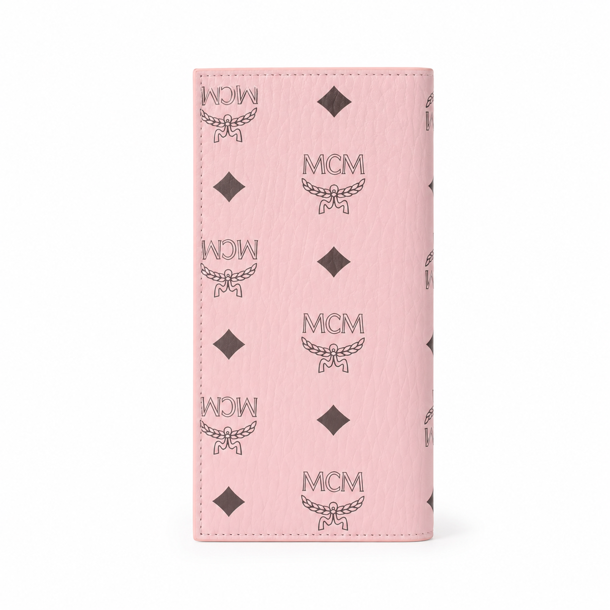 MCM Small Tracy Trifold Wallet in Visetos – Baby Pink Coated Leather Long Wallet, 19x10cm