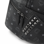 MCM Stark Large Backpack in Visetos Black – Signature Monogram Double-Sided Backpack with Pyramid Studs, 41x33x15cm