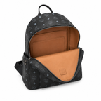 MCM Stark Large Backpack in Visetos Black – Signature Monogram Double-Sided Backpack with Pyramid Studs, 41x33x15cm