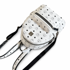 MCM Small Stark Backpack in White Visetos – Signature Monogram Side Studs Backpack with Silver Hardware, 26x33x13cm