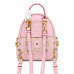 MCM Mini Stark Backpack in Pink Visetos – Extra Small Monogram Leather Backpack with Gold Hardware & Removable Strap, 21x17.5x10cm