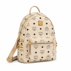 MCM Stark Mini Backpack in Beige Visetos – Signature Monogram Side Studs Backpack, MMK6SVE41IG001, 26x21.5x10.5cm