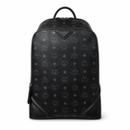 MCM Stark Medium Backpack in All-Black Visetos – Classic Monogram Backpack with Triangle Logo, Gunmetal Hardware, 42x30.5x18.5cm
