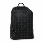 MCM Stark Medium Backpack in All-Black Visetos – Classic Monogram Backpack with Triangle Logo, Gunmetal Hardware, 42x30.5x18.5cm