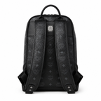 MCM Stark Medium Backpack in All-Black Visetos – Classic Monogram Backpack with Triangle Logo, Gunmetal Hardware, 42x30.5x18.5cm