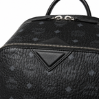 MCM Stark Medium Backpack in All-Black Visetos – Classic Monogram Backpack with Triangle Logo, Gunmetal Hardware, 42x30.5x18.5cm