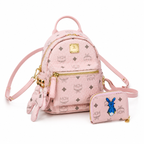 MCM Mini Stark Backpack in Blush Pink Visetos – Signature Monogram Leather Rucksack with Gold Hardware, 20x11x21cm