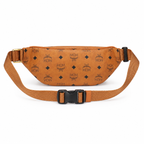 MCM Visetos Belt Bag in Cognac – Signature Monogram Coated Canvas Waist Bag with Gold Logo Plaque
