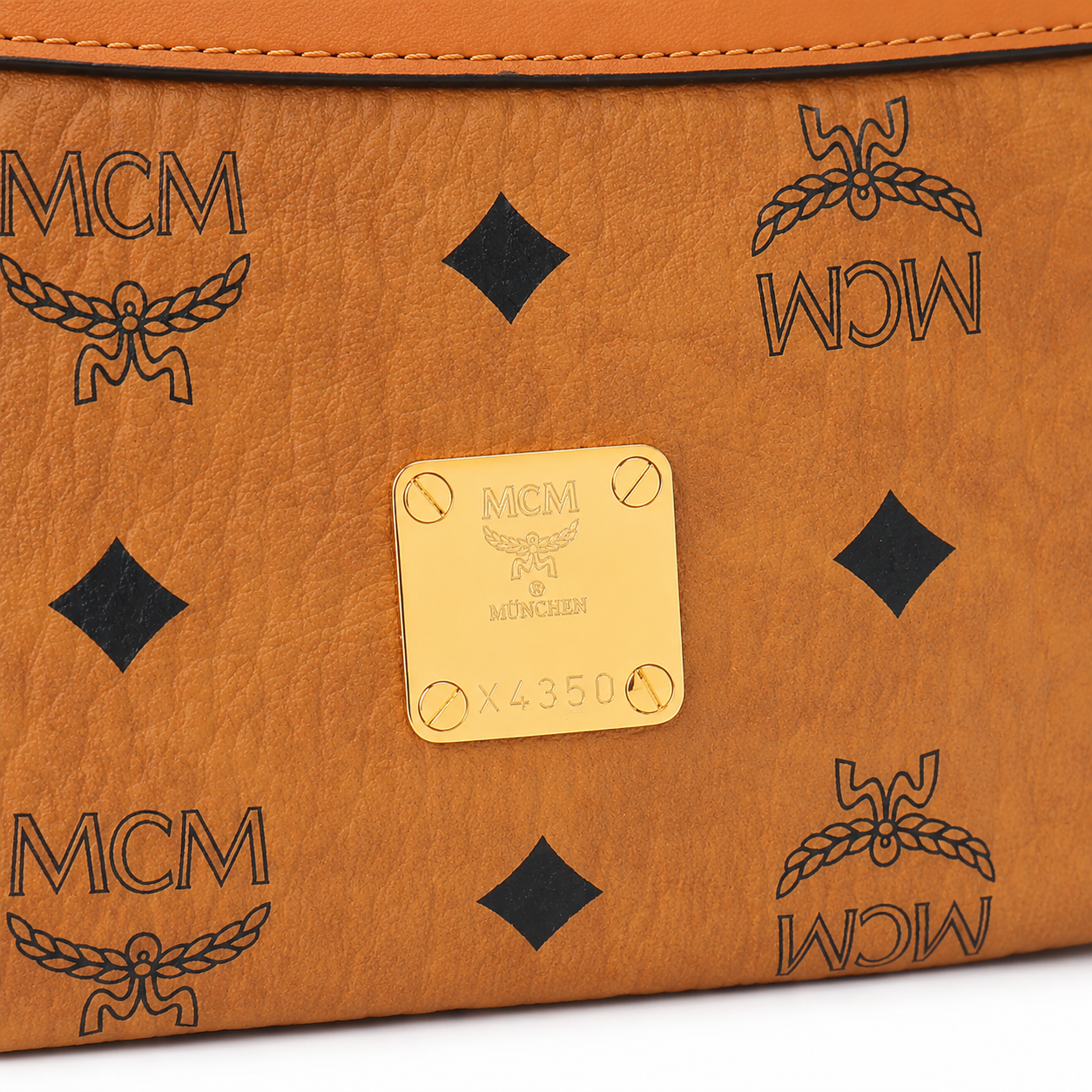 MCM Visetos Belt Bag in Cognac – Signature Monogram Coated Canvas Waist Bag with Gold Logo Plaque