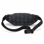 MCM Visetos Belt Bag in Black – Signature Monogram Coated Canvas Waist Bag with Silver Logo Plaque