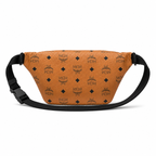 MCM Fursten Visetos Waist Bag in Cognac – Monogram Coated Canvas Belt Bag with Front Zip Pocket & Silver Plaque, 28.5x12.5x5.5cm