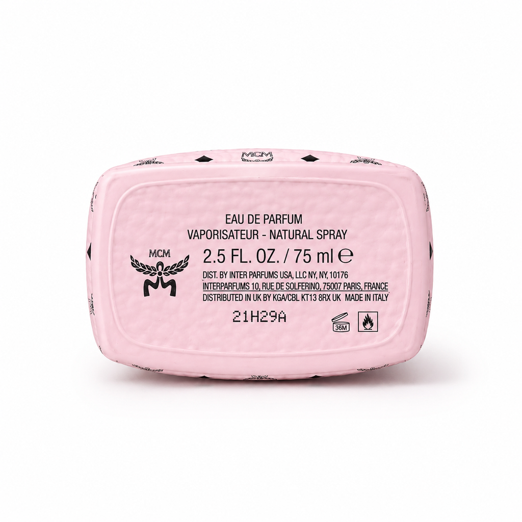 MCM CRUSH Eau de Parfum Spray 75ml – Fruity Floral Perfume in Pink Monogram Backpack Bottle