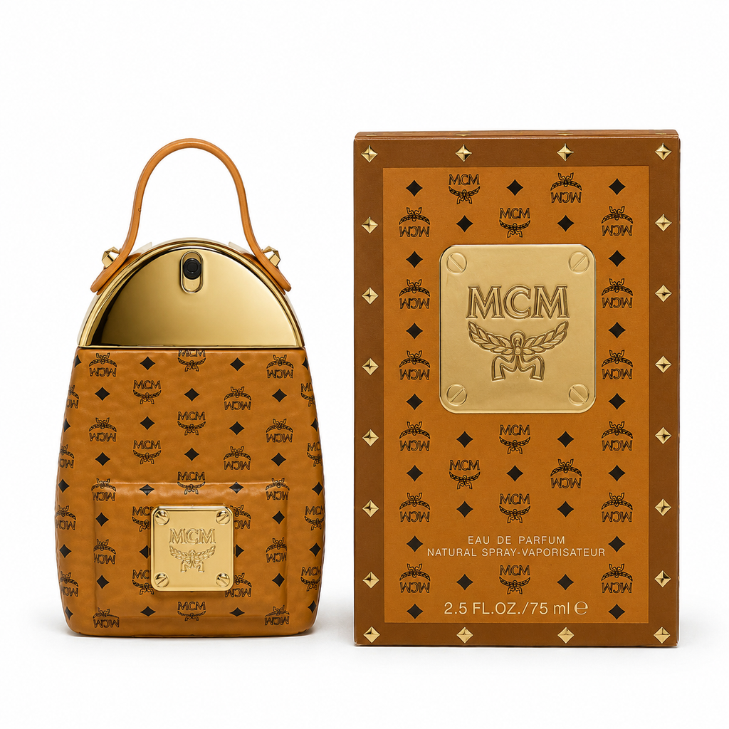 MCM Eau de Parfum 75ml – Signature Unisex Fragrance in Classic Cognac Visetos Backpack Bottle