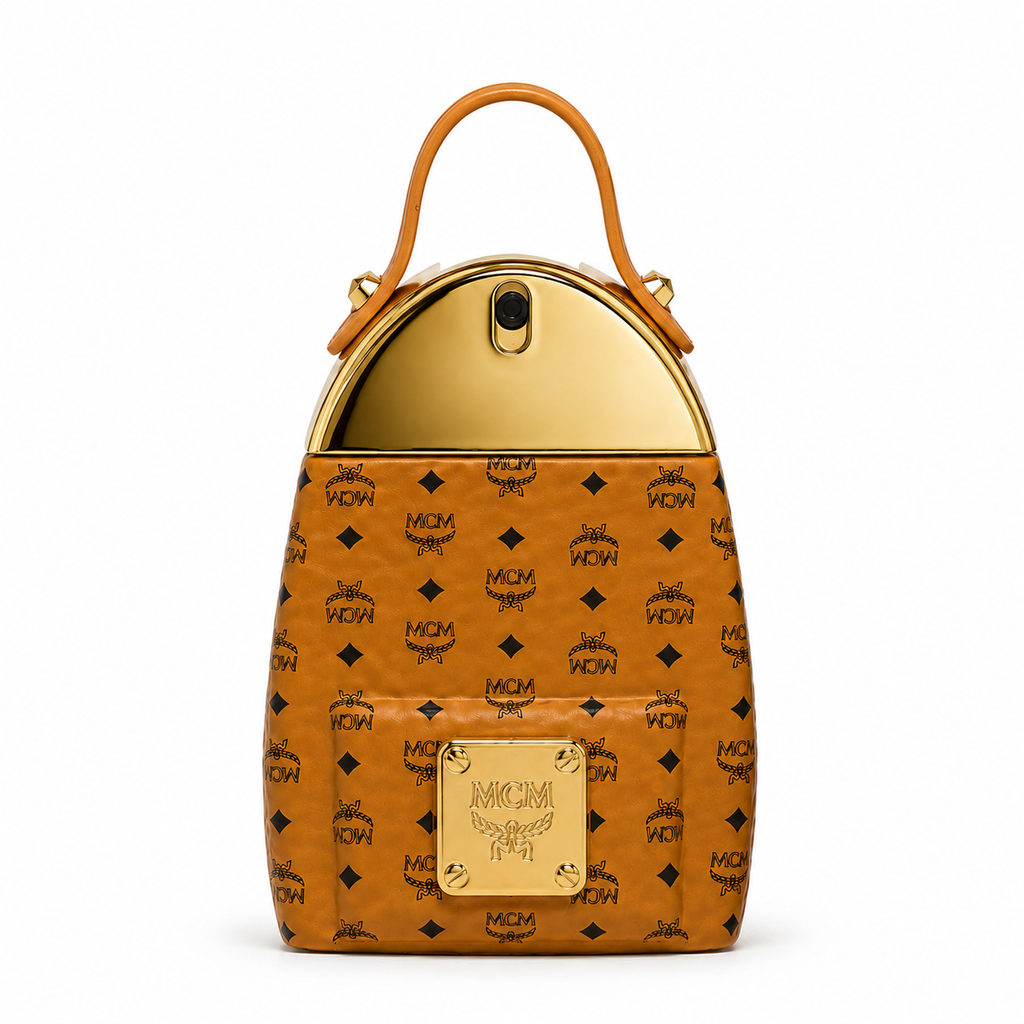 MCM Eau de Parfum 75ml – Signature Unisex Fragrance in Classic Cognac Visetos Backpack Bottle