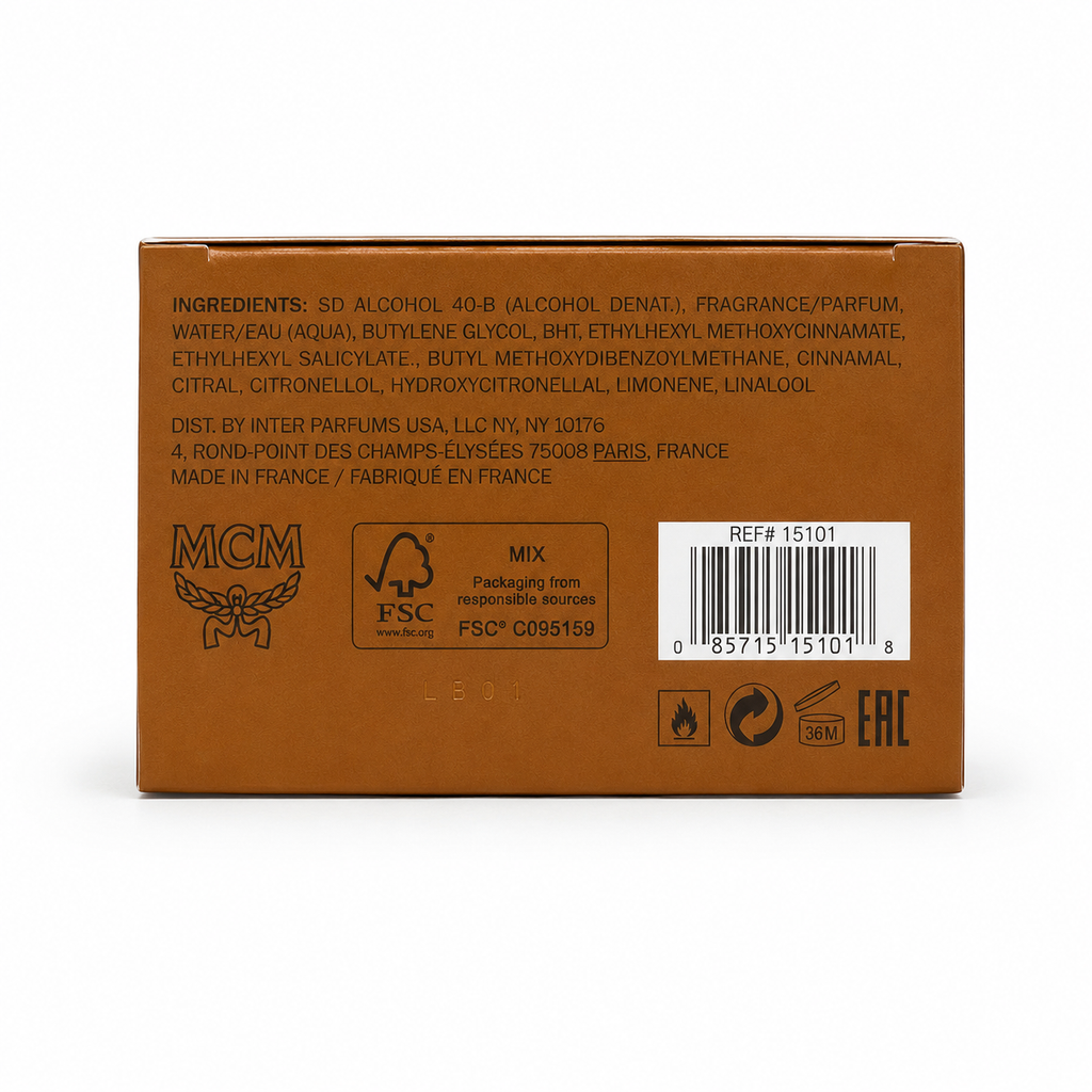 MCM Eau de Parfum 75ml – Signature Unisex Fragrance in Classic Cognac Visetos Backpack Bottle