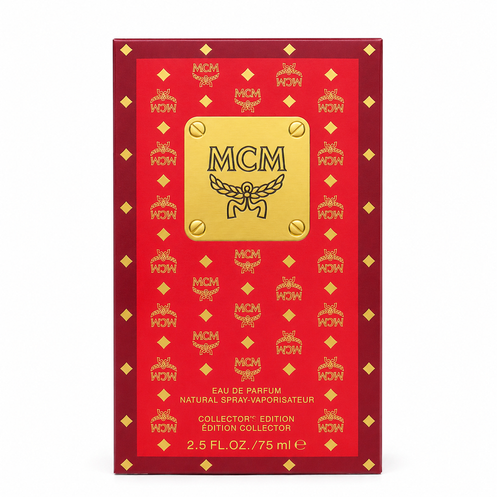 MCM Eau de Parfum Collector's Edition 75ml – Luxury Floral Woody Scent in Red Visetos Backpack Bottle