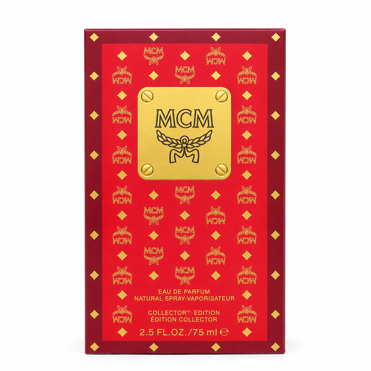 MCM Eau de Parfum Collector's Edition 75ml – Luxury Floral Woody Scent in Red Visetos Backpack Bottle